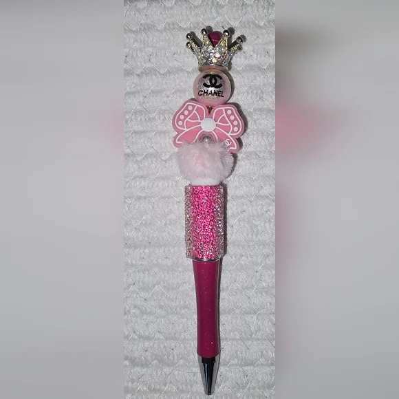 Pink Princess Wand with Crown and Bow Designer Inspired Glam Pen - Picture 2 of 2